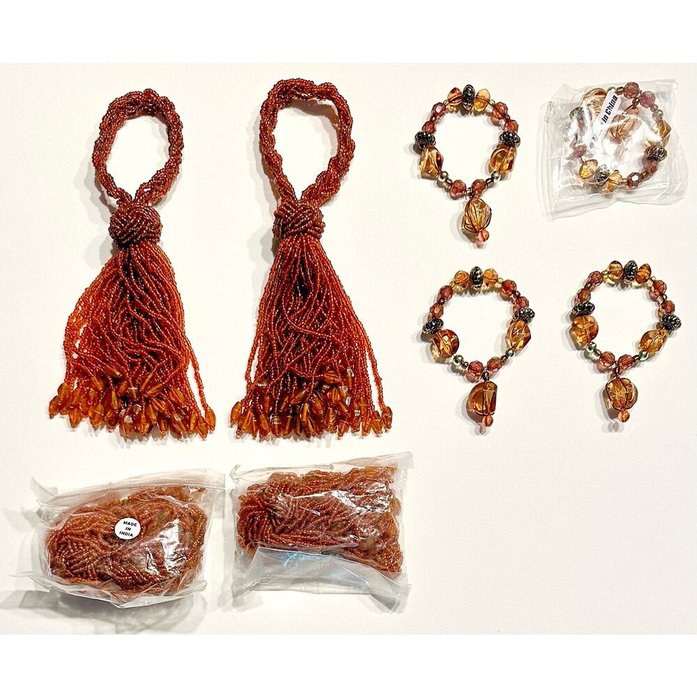 Vintage Saro Lifestyle NR59.O Drop Tassel Napkin Rings & Baho Beaded Napkin Ring